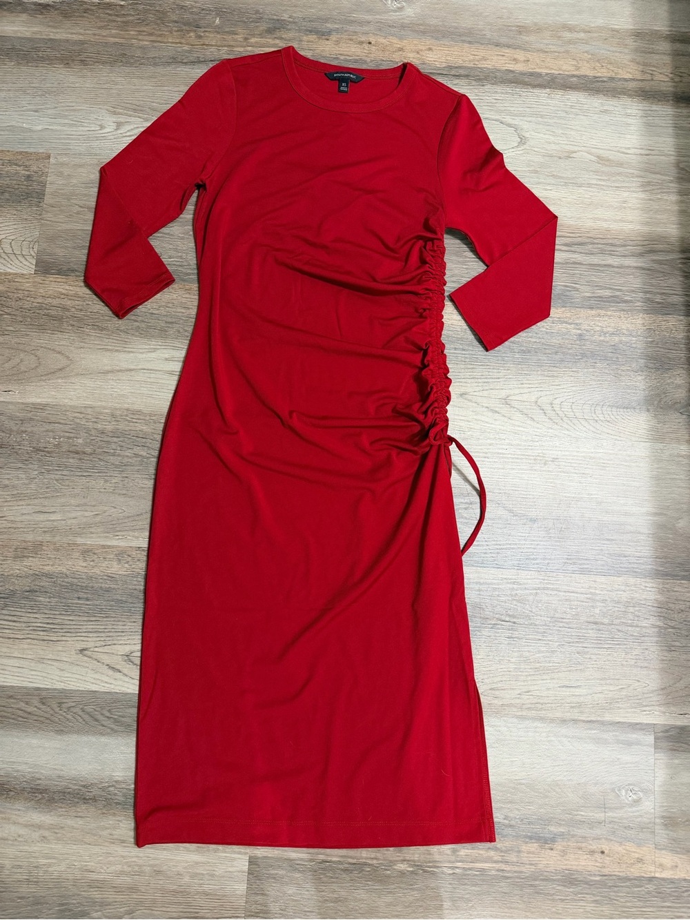 Banana Republic Red Midi Dress with Side Ruched Tie